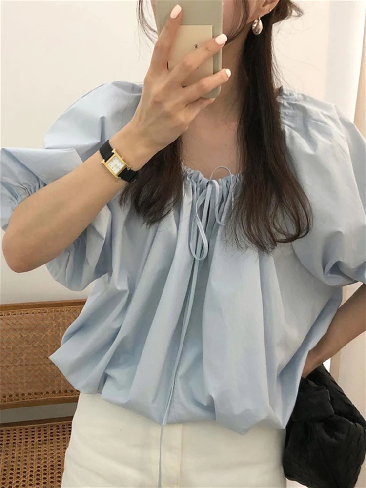 Drawstring Women Blouses Loose Work Wear Summer Chic 2022 Short Sleeves Casual OL Solid Hot Sale Fashion Shirt New Tops
Drawstring Women Blouses Loose Work Wear Summer Chic 2022 Short Sleeves Casual OL Solid Hot Sale Fashion Shirt New Tops
