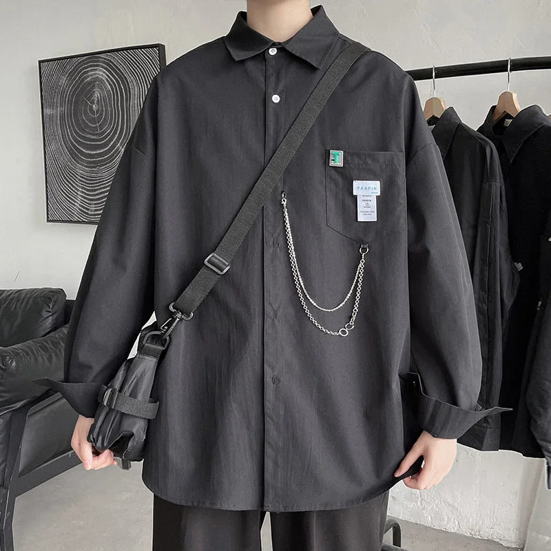 Oversized Shirt For Men Streetwear Long Sleeve Harajuku Chain Fashion Men's Shirts Korean Clothes Branded Men's Clothing 
Oversized Shirt For Men Streetwear Long Sleeve Harajuku Chain Fashion Men's Shirts Korean Clothes Branded Men's Clothing