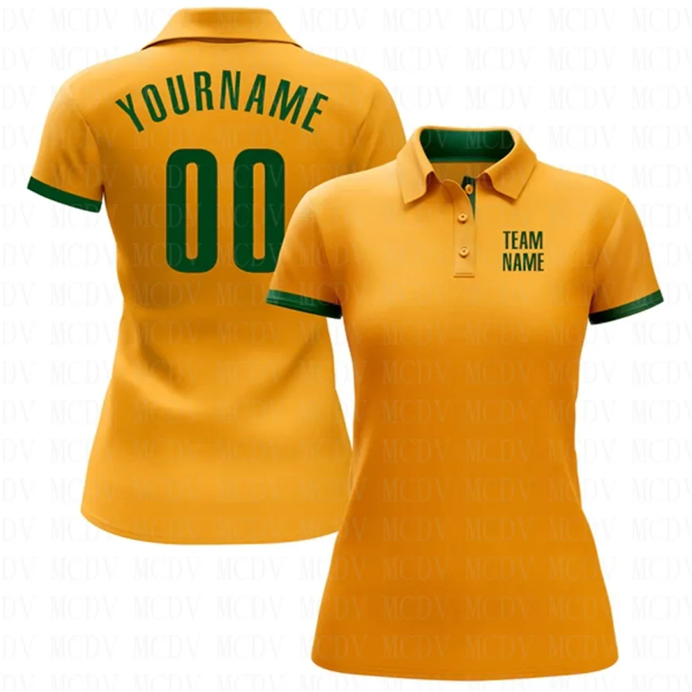 Custom Gold Green Performance Golf Polo Shirt 3D Printed Women's Golf Polo Oversized Shirt Summer Sports Tops
Custom Gold Green Performance Golf Polo Shirt 3D Printed Women's Golf Polo Oversized Shirt Summer Sports Tops