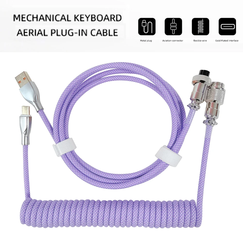 Coiling Mechanical Keyboard Aviation Connector Type-C USB Keyboard Type C Cable PC Keyboard Coiled Aviator Spring Wire 1.8m
Coiling Mechanical Keyboard Aviation Connector Type-C USB Keyboard Type C Cable PC Keyboard Coiled Aviator Spring Wire 1.8m
