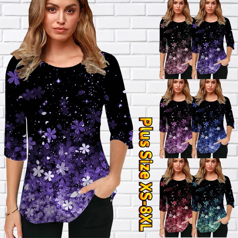 Женская блузка с цветочным принтом, повседневная Винтажная Футболка большого размера с круглым вырезом и полурукавами, осень 2022
Женская блузка с цветочным принтом, повседневная Винтажная Футболка большого размера с круглым вырезом и полурукавами, осень 2022