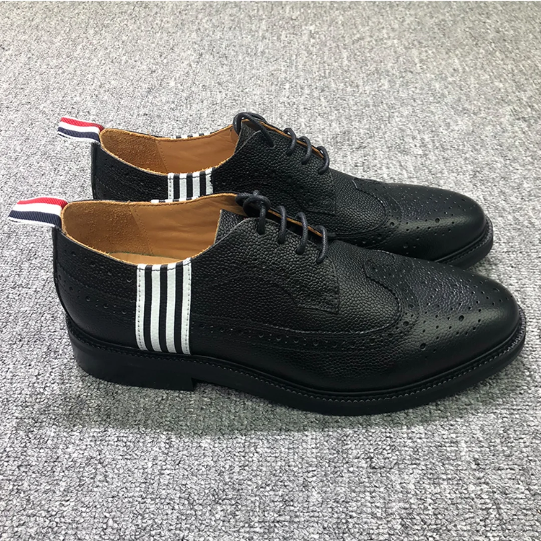 TB Shoes Luxury 4-Bar Stripe Black Pebble Calfskin Sneakers Long-wing Business Casual Handmade Genuine Leather TB Shoes
TB Shoes Luxury 4-Bar Stripe Black Pebble Calfskin Sneakers Long-wing Business Casual Handmade Genuine Leather TB Shoes