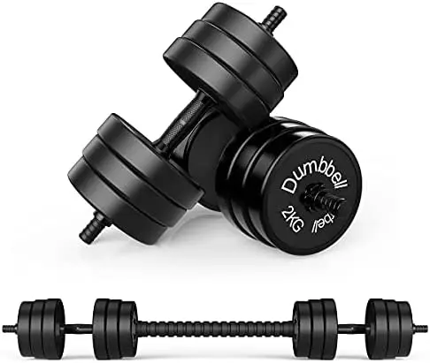 

Adjustable Dumbbell Barbell 2 in 1, Neoprene Anti-Slip Handle, Easy Assembly and Save Space, Workout Strength Training Fitness W