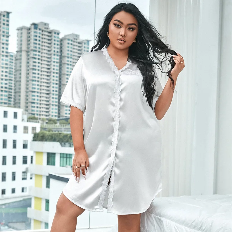 Jxgarb White Color Women Mini Length Ice Silk Nightdress Sleepwear Home Clothes Luxury Ladies Lace Cardigan Nightgowns Hot
Jxgarb White Color Women Mini Length Ice Silk Nightdress Sleepwear Home Clothes Luxury Ladies Lace Cardigan Nightgowns Hot