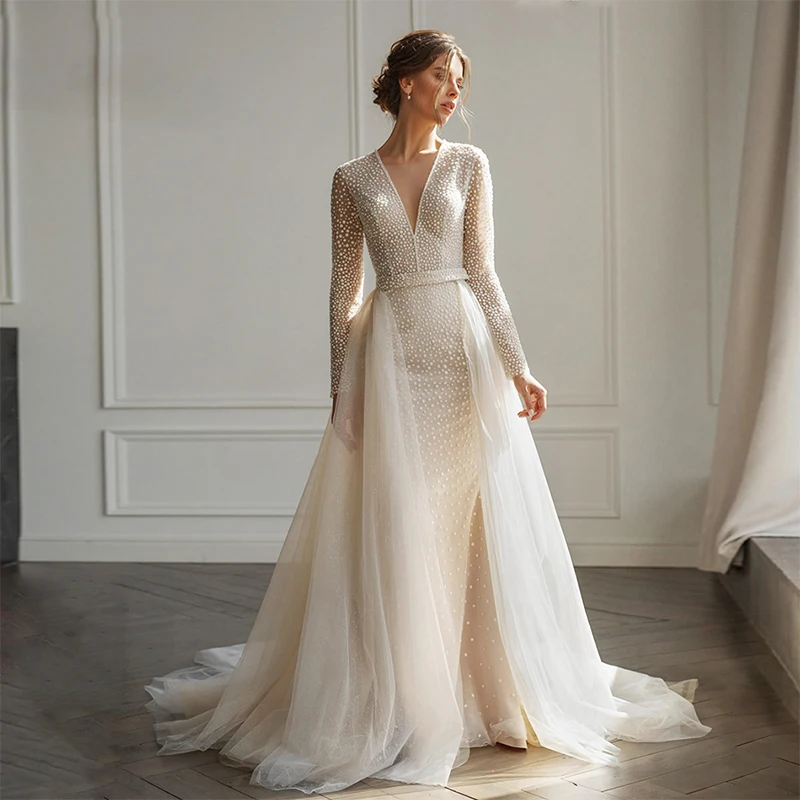 Boho A-line Wedding Dresses 2022 Charming V-neck Detachable With Buttons Bridal Gown Silky Organza Custom Made Vestidos De Noiva
Boho A-line Wedding Dresses 2022 Charming V-neck Detachable With Buttons Bridal Gown Silky Organza Custom Made Vestidos De Noiva