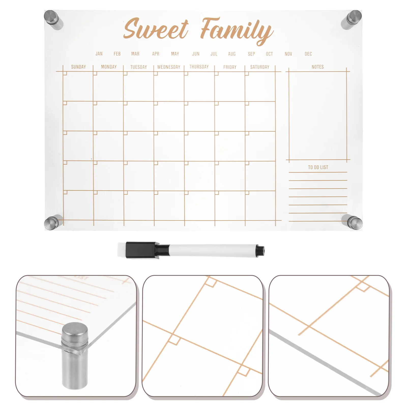 

Weekly Planner Board Desk Dry Erase Acrylic Fridge Magnetic Whiteboard Erasable Boards Marker Note Desktop
