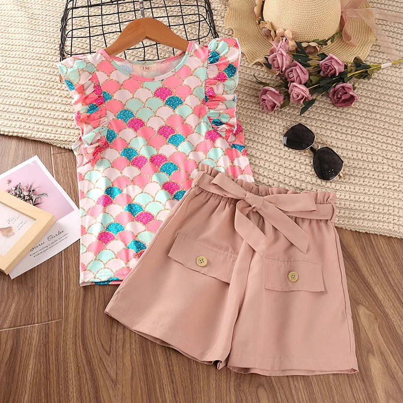 2022 Kids Clothes Girls Flying Sleeve Print Top+ Shorts Set Fashion Summer New Children Clothes For Baby Girls 6-10 Years Old
2022 Kids Clothes Girls Flying Sleeve Print Top+ Shorts Set Fashion Summer New Children Clothes For Baby Girls 6-10 Years Old