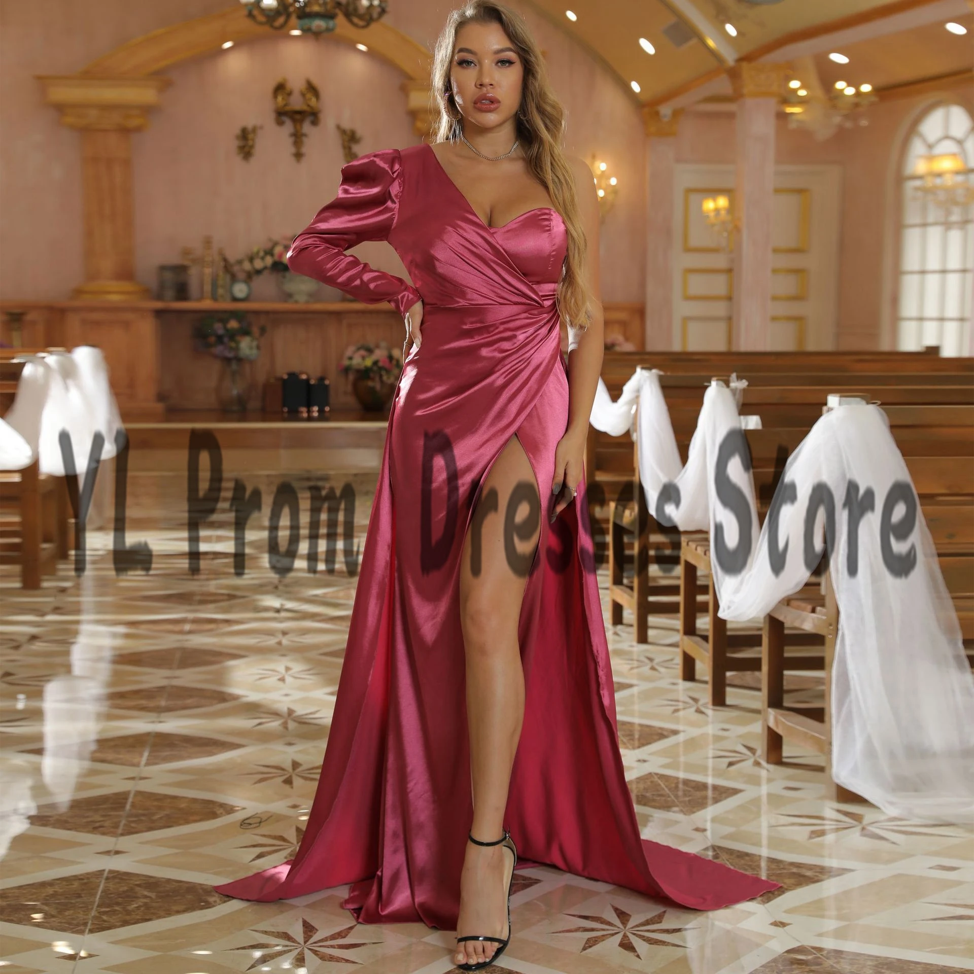 YL Formal One Shoulder Evening Dresses Sweep Train Asymmetrical Mermaid Satin Prom Dress Long Women Special Occassion Gowns
YL Formal One Shoulder Evening Dresses Sweep Train Asymmetrical Mermaid Satin Prom Dress Long Women Special Occassion Gowns