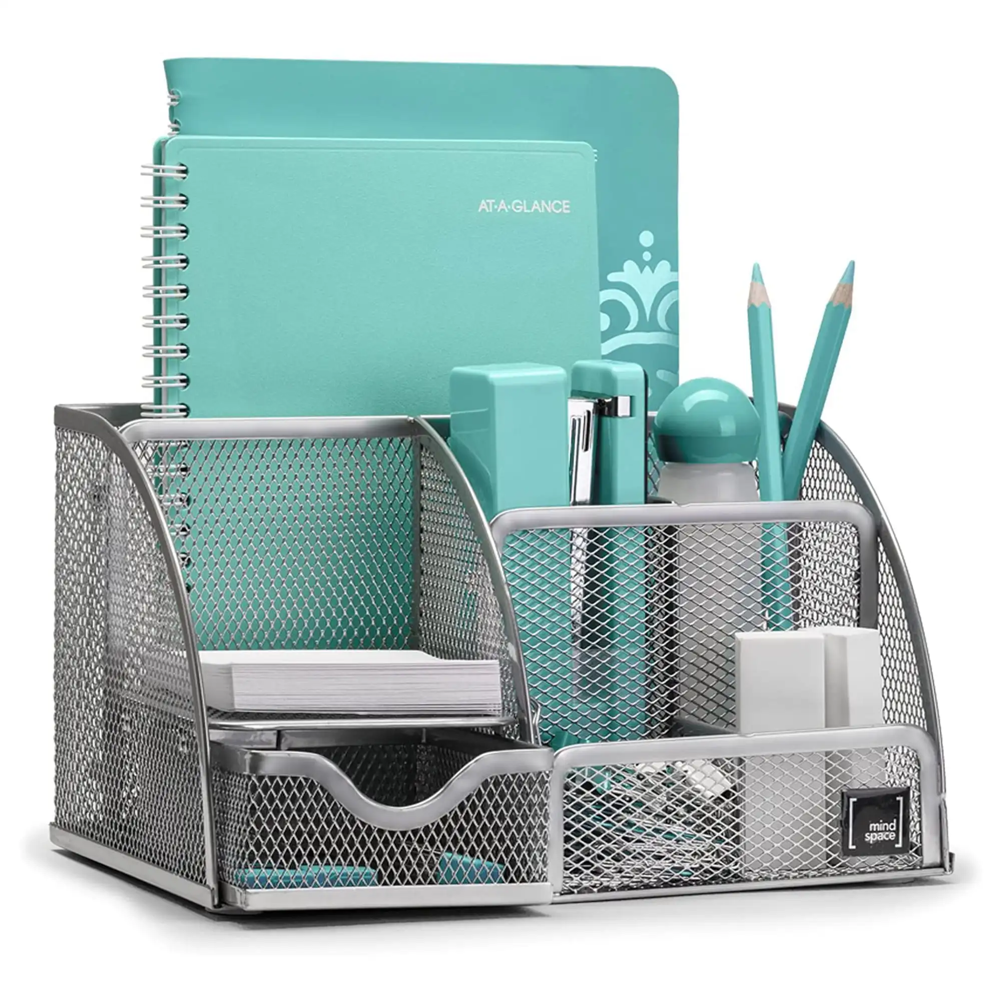 Desk Organizer 6 Compartments with Drawer Office Supplies and Accessories Room Organizers Silver
Desk Organizer 6 Compartments with Drawer Office Supplies and Accessories Room Organizers Silver