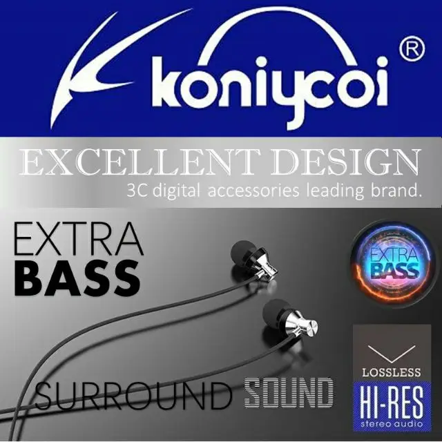 Surround Sound Koniycoi Earphone DK2 / KJ906 / SK6 Ear Phone Original Extra Bass Quality Handfree Hifi Stereo Music
Surround Sound Koniycoi Earphone DK2 / KJ906 / SK6 Ear Phone Original Extra Bass Quality Handfree Hifi Stereo Music