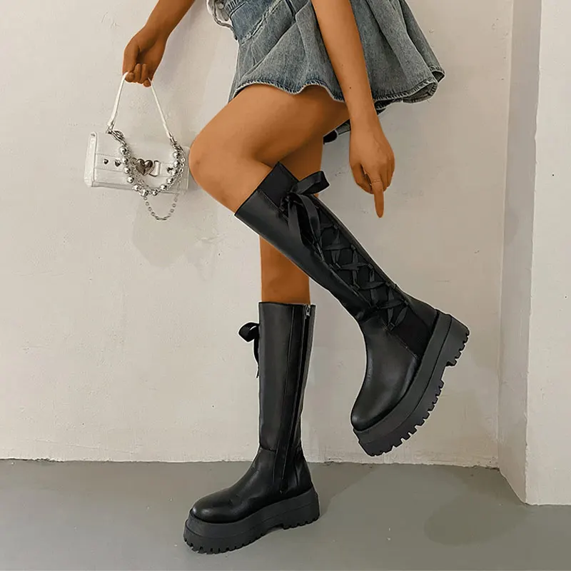 2022 New Women Knee High Boots Female Pu Leather Round Toe Platform Shoes Ladies Block Heels Butterfly Zipper Fashion Long Boots
2022 New Women Knee High Boots Female Pu Leather Round Toe Platform Shoes Ladies Block Heels Butterfly Zipper Fashion Long Boots