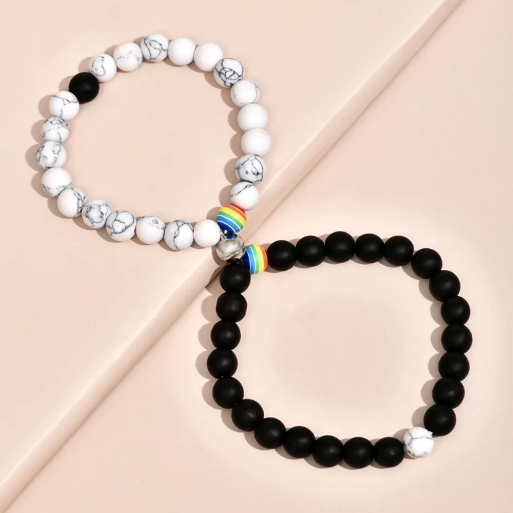 2022 Hot Design Stone Bracelet Rainbow Fashion White Black Bead Bracelet For Couple Gift Jewelry
2022 Hot Design Stone Bracelet Rainbow Fashion White Black Bead Bracelet For Couple Gift Jewelry