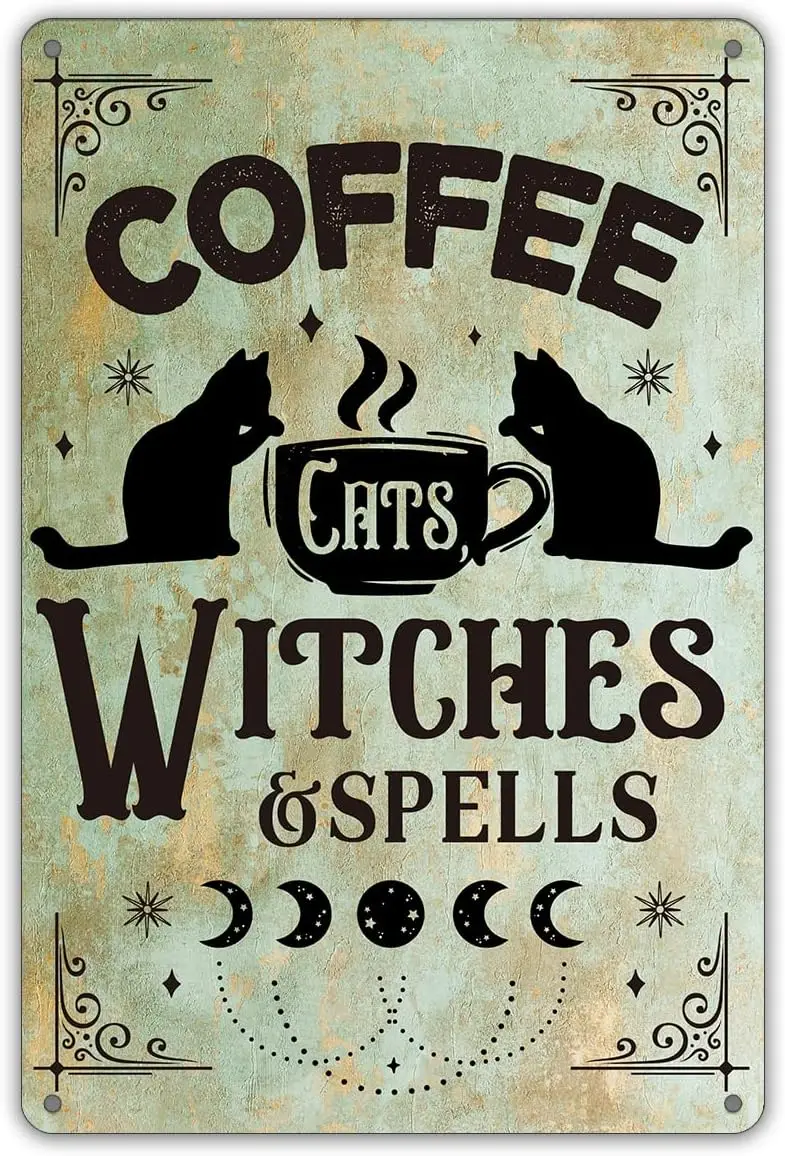 Witch Kitchen Art Metal Tin Sign Wall Decor Retro Coffee Cats Witches and Spells Kitchen Sign for Home Decor Gifts Rectangle
Witch Kitchen Art Metal Tin Sign Wall Decor Retro Coffee Cats Witches and Spells Kitchen Sign for Home Decor Gifts Rectangle