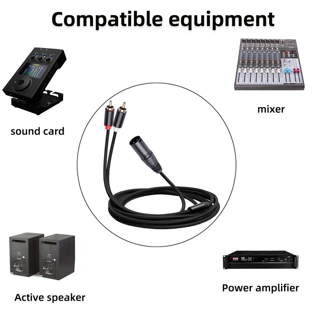 Microphone Audio"Y"cable Adapter Converter High Quality 3-Pin XLR Male To 2-RCA Male Audio Cable 1M/2M Part Accessories
Microphone Audio"Y"cable Adapter Converter High Quality 3-Pin XLR Male To 2-RCA Male Audio Cable 1M/2M Part Accessories
