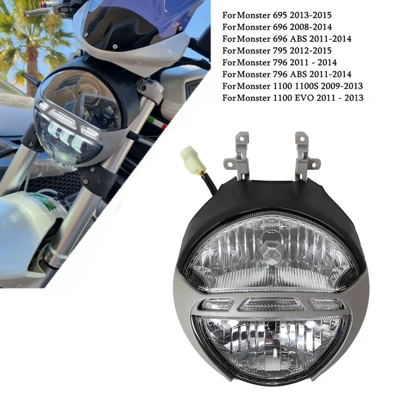 Мотоциклетная фара в сборе, аксессуары для Ducati Monster 696 795 796 1100S M1100 EVO 1100-2008
Мотоциклетная фара в сборе, аксессуары для Ducati Monster 696 795 796 1100S M1100 EVO 1100-2008