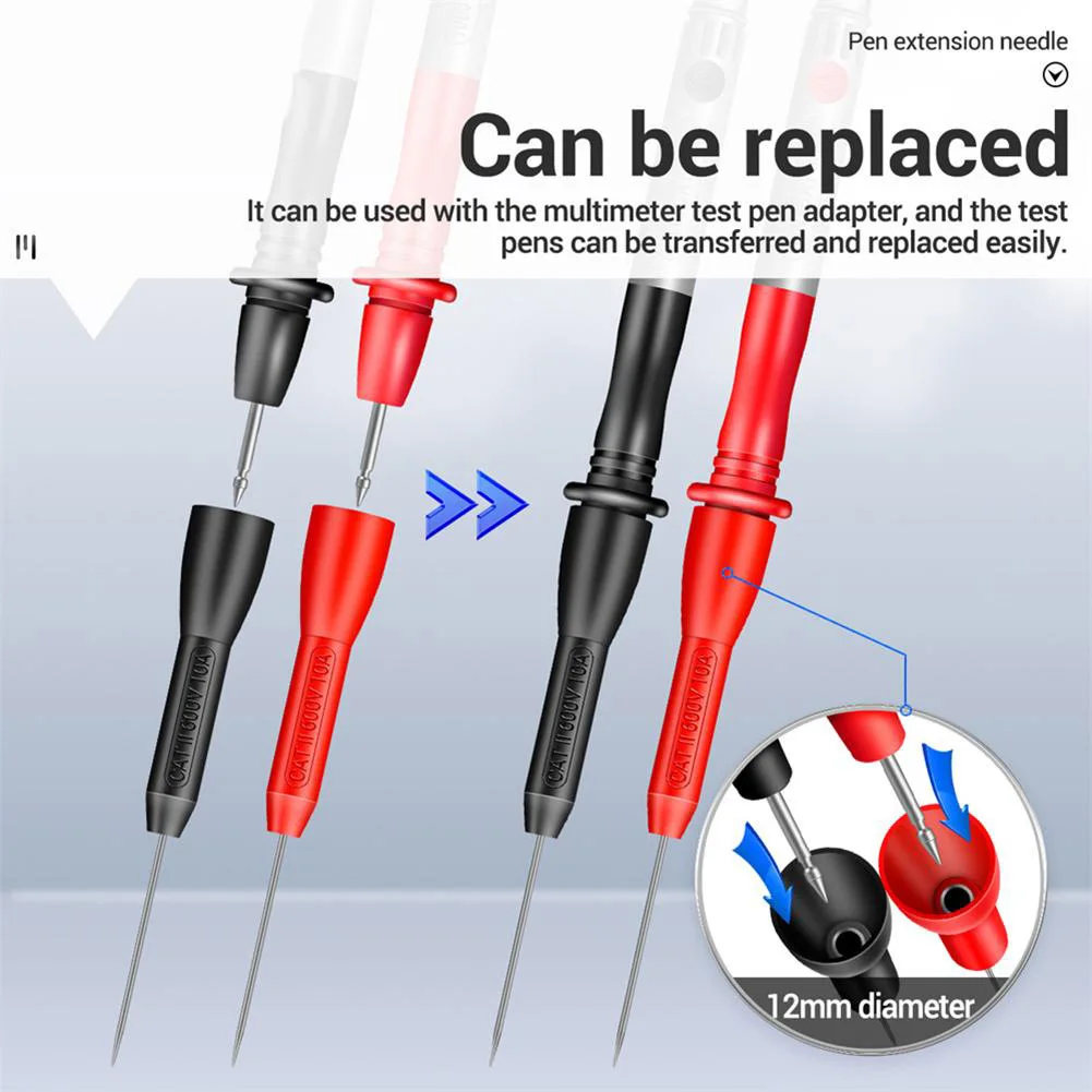 2/4/6pcs Insulation Piercing Needle Pin Non Destructive Multimeter Test Probe 10A 600V For 2mm Test Lead Multimeter Test Probes
2/4/6pcs Insulation Piercing Needle Pin Non Destructive Multimeter Test Probe 10A 600V For 2mm Test Lead Multimeter Test Probes