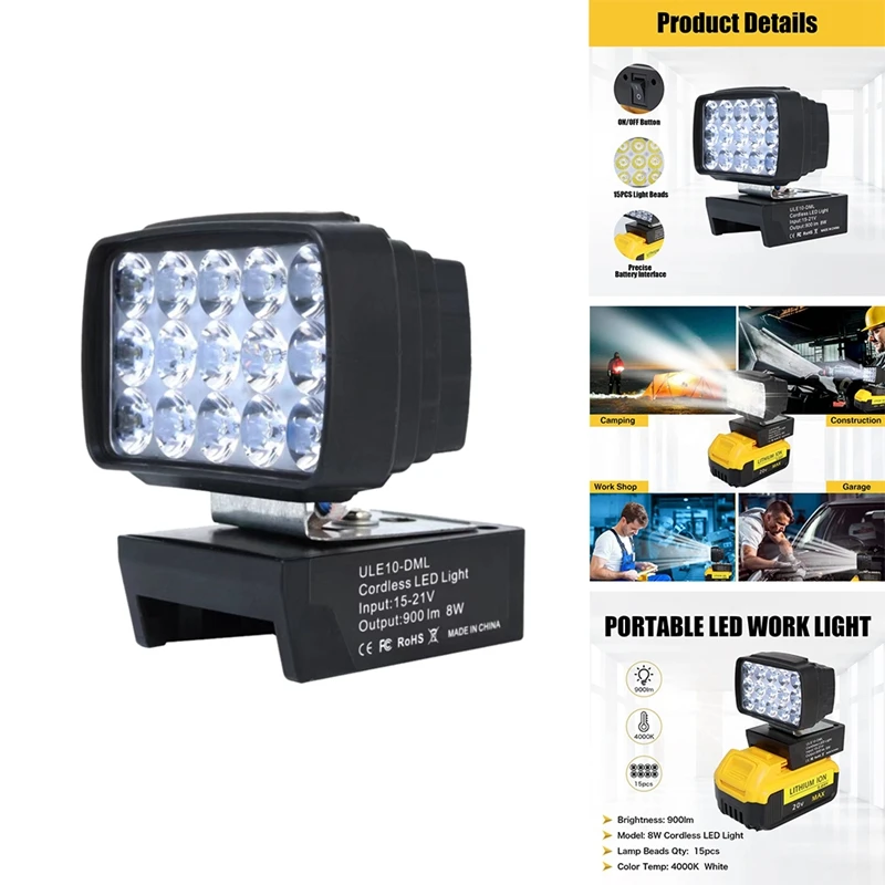 8W Cordless LED Light Work Light LED Lamp For Makita 18V Li-Ion Battery Cordless Emergency Flood Flashlight
8W Cordless LED Light Work Light LED Lamp For Makita 18V Li-Ion Battery Cordless Emergency Flood Flashlight