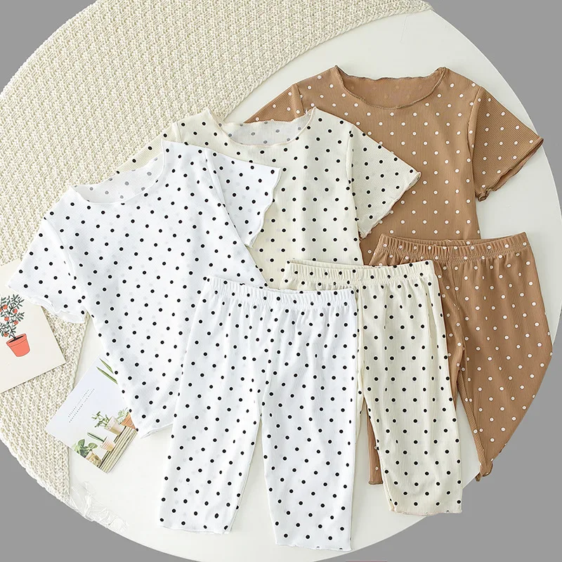Children's Summer Essentials Pajamas 2pc Set For Girl’s Polka Dot Cotton Sleepwear Home Toddler Clothes Baby Outfits Bathrobe
Children's Summer Essentials Pajamas 2pc Set For Girl’s Polka Dot Cotton Sleepwear Home Toddler Clothes Baby Outfits Bathrobe