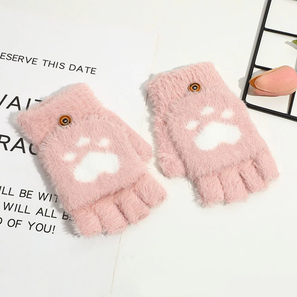 Cartoon Plush Cat Claw Half Finger Gloves For Women Rabbit Fur Knitted Flip Fingerless Gloves Winter Warm Exposed Finger Mittens
Cartoon Plush Cat Claw Half Finger Gloves For Women Rabbit Fur Knitted Flip Fingerless Gloves Winter Warm Exposed Finger Mittens