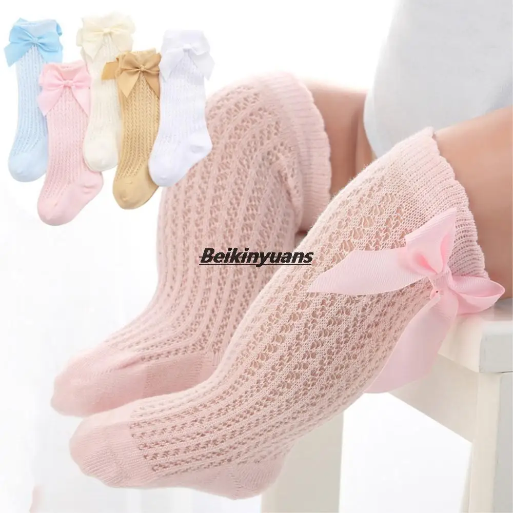 

Baby Socks Cotton Bows Babies Girls Knee Socks Spring Summer Mesh newborn sokken Infant Toddler Knee High Socks Sokken