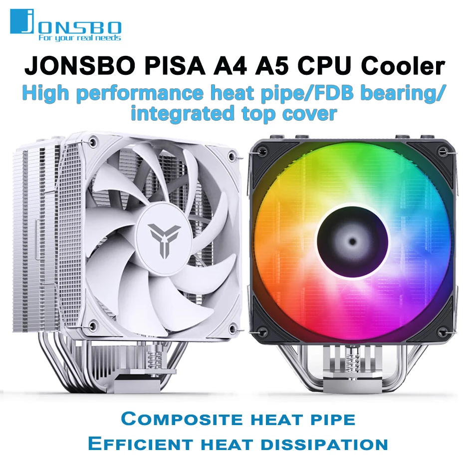 

JONSBO PISA A4 A5 черный/белый 5 тепловых труб башня ЦП кулер 3PIN ARGB тихий вентилятор с воздушным охлаждением радиатор для LGA1700 115X 1200 AM4 AM5