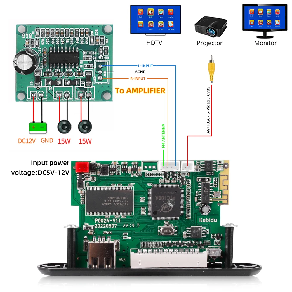 MP3 декодер плата беспроводной Bluetooth 5,0 DC 5 V 12V декодер MP3 MP4 плеер MP5 Поддержка видео USB TF FM Автомобильный Радиомодуль
MP3 декодер плата беспроводной Bluetooth 5,0 DC 5 V 12V декодер MP3 MP4 плеер MP5 Поддержка видео USB TF FM Автомобильный Радиомодуль