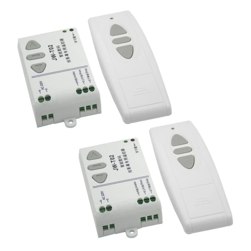 2X JW-T02 AC 220V Motor Wireless Remote Control Switch UP Down Stop Tubular Motor Controller Forward Reverse RX Latched
2X JW-T02 AC 220V Motor Wireless Remote Control Switch UP Down Stop Tubular Motor Controller Forward Reverse RX Latched