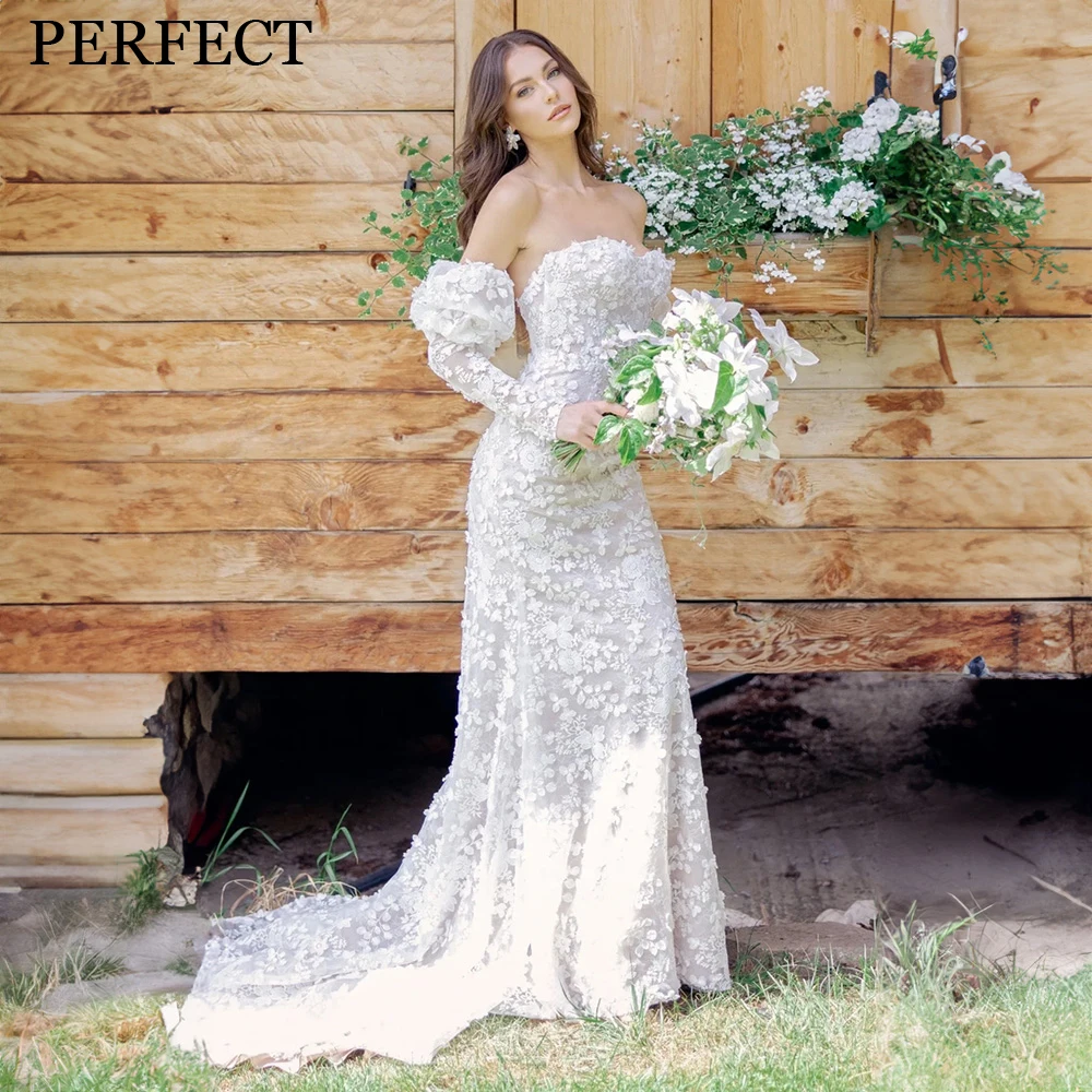 PERFECT Vintage Mermaid Boat Wedding Dresses For Woman Neck Appliques Lace Tulle Detachable Long Sleeves Robe De Mariée
PERFECT Vintage Mermaid Boat Wedding Dresses For Woman Neck Appliques Lace Tulle Detachable Long Sleeves Robe De Mariée