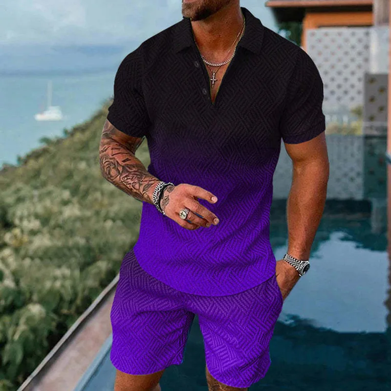 Men's Tracksuit Casual Summer Short Sleeve Polo Shirt Shorts Suit Two-Piece Set Male Clothing Geometric 3D Print Clothes For Man
Men's Tracksuit Casual Summer Short Sleeve Polo Shirt Shorts Suit Two-Piece Set Male Clothing Geometric 3D Print Clothes For Man