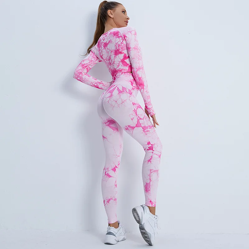 Seamless Tie-Dye Yoga Sets Sports Fitness High Waist Hip Raise Pants Long Sleeve Suit Workout Clothes Gym Leggings Set for Women
Seamless Tie-Dye Yoga Sets Sports Fitness High Waist Hip Raise Pants Long Sleeve Suit Workout Clothes Gym Leggings Set for Women