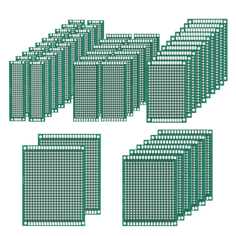 50 Pcs Double Sided PCB Board Prototype Kit Soldering 5 Size, Universal Printed Circuit Board For DIY Electronic Project
50 Pcs Double Sided PCB Board Prototype Kit Soldering 5 Size, Universal Printed Circuit Board For DIY Electronic Project