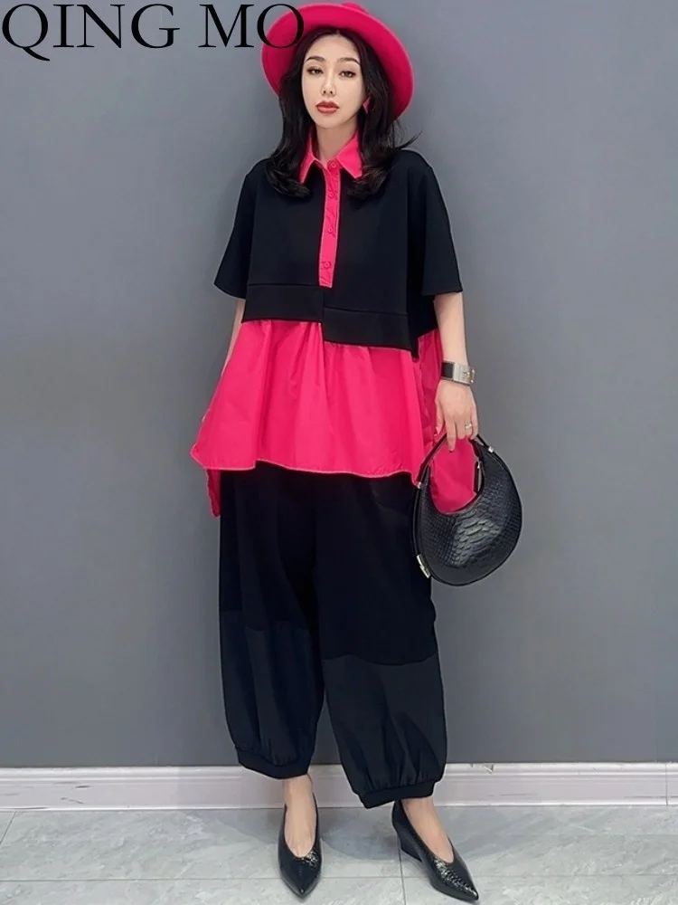 QING MO Fashion Polo Collar Color Block Matching Set Women T-shirt + Pant Two Piece Set 2023 Summer New ZXF2267
QING MO Fashion Polo Collar Color Block Matching Set Women T-shirt + Pant Two Piece Set 2023 Summer New ZXF2267