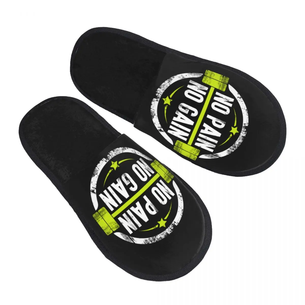 

No Pain No Gain Cozy Scuff Memory Foam Slippers Women Bodybuilding Fitness Gym Spa House Shoes
