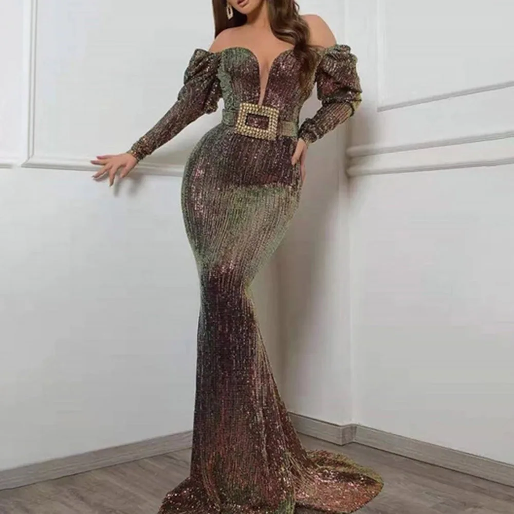 Женское модное платье для выпускного вечера, однотонное платье с блестками и длинным рукавом, пуловер с открытыми плечами, элегантные вечер...
Женское модное платье для выпускного вечера, однотонное платье с блестками и длинным рукавом, пуловер с открытыми плечами, элегантные вечер...