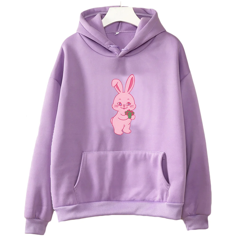 

New Jjeans Hypeeboy Print Sweatshirts Female Autumn Regular Casual Hoodie Cute Cartoon Rabbit Graphic Clothes Fleece Warm Tops