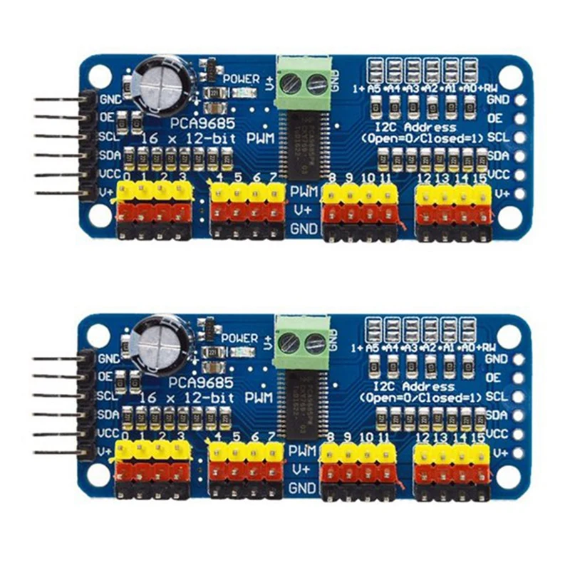 2 шт. 16 каналов 12-битный PWM/сервопривод-интерфейс I2C PCA9685 модуль защитный модуль Raspberry Pi сервопривод щит
2 шт. 16 каналов 12-битный PWM/сервопривод-интерфейс I2C PCA9685 модуль защитный модуль Raspberry Pi сервопривод щит
