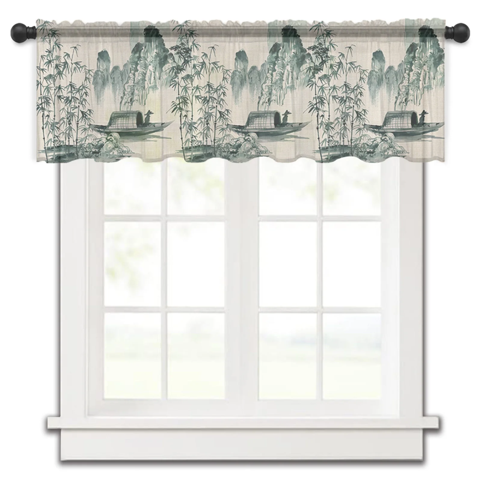 Chinese Painting Ink Bamboo Boat Kitchen Small Curtain Tulle Sheer Short Curtain Bedroom Living Room Home Decor Voile Drapes
Chinese Painting Ink Bamboo Boat Kitchen Small Curtain Tulle Sheer Short Curtain Bedroom Living Room Home Decor Voile Drapes
