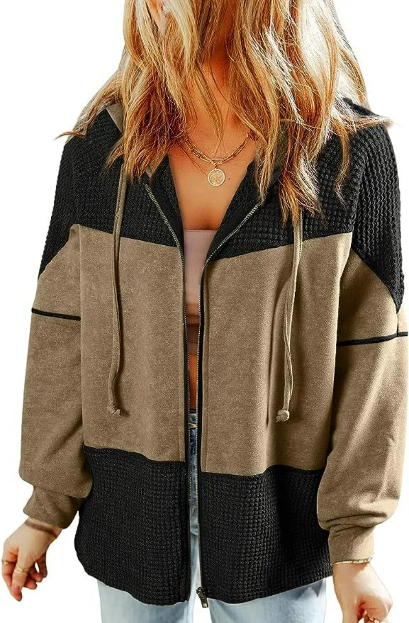 2023 New Personalized Color Block Hooded Cardigan Women Retro Drawstring Long Sleeve Sweatshirt Women Coats
2023 New Personalized Color Block Hooded Cardigan Women Retro Drawstring Long Sleeve Sweatshirt Women Coats
