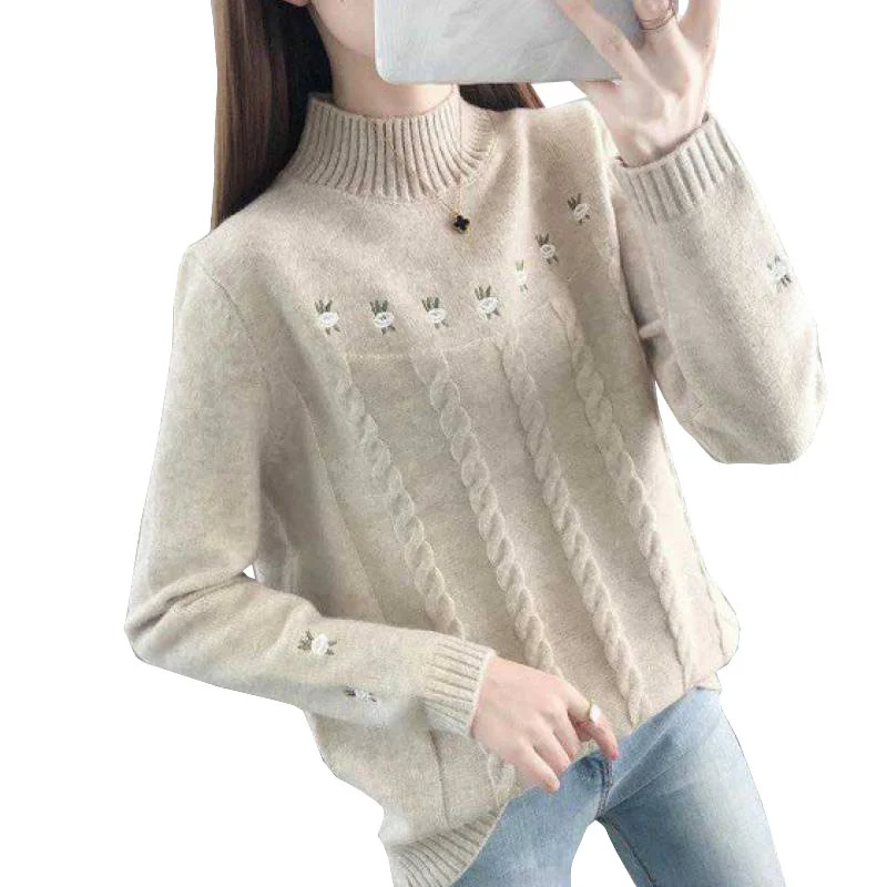 2023 New Women Autumn Winter Loose Semi-high Collar Long-sleeved Top Elastic Knitted Bottoming Sweater Female OK1401
2023 New Women Autumn Winter Loose Semi-high Collar Long-sleeved Top Elastic Knitted Bottoming Sweater Female OK1401