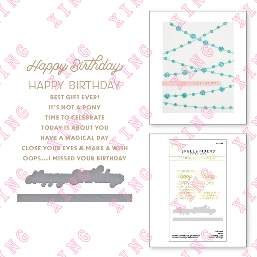 New Scrapbook Decorate Embossing Template Birthday Unboxing Glimmer Hot Foil Plate Die Set Diy Greeting Card Craft Reusable Mold
New Scrapbook Decorate Embossing Template Birthday Unboxing Glimmer Hot Foil Plate Die Set Diy Greeting Card Craft Reusable Mold
