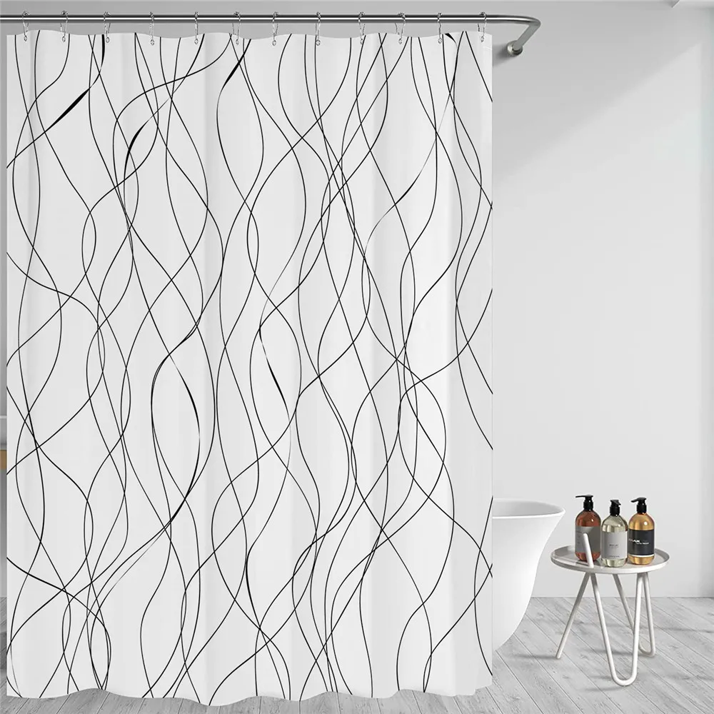 Grey and White Stripe Fabric Shower Curtain with 12 Hooks Geometric Shower Curtains for Bathroom Waterproof Bath Accessories
Grey and White Stripe Fabric Shower Curtain with 12 Hooks Geometric Shower Curtains for Bathroom Waterproof Bath Accessories