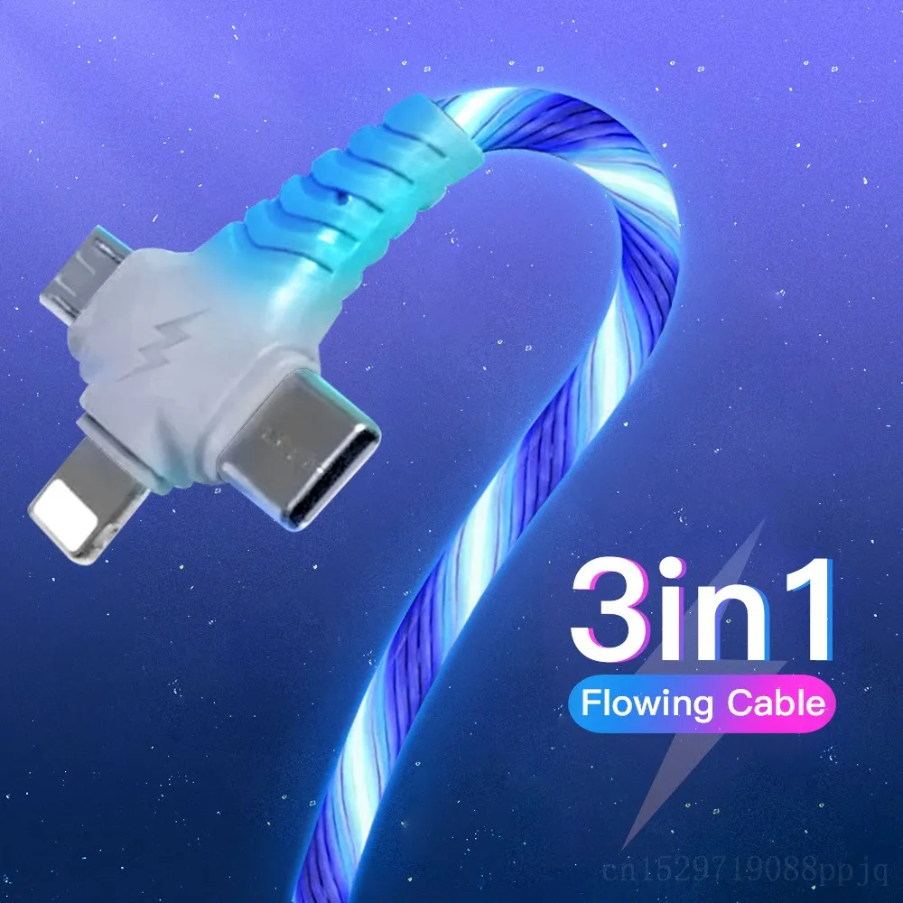 OLAF 3in1 Flow Lighting USB Type C Cable For iPhone 13 11 Pro LED Micro USB C Charger For Huawei Xiaomi Phone Cables Type C Cord
OLAF 3in1 Flow Lighting USB Type C Cable For iPhone 13 11 Pro LED Micro USB C Charger For Huawei Xiaomi Phone Cables Type C Cord