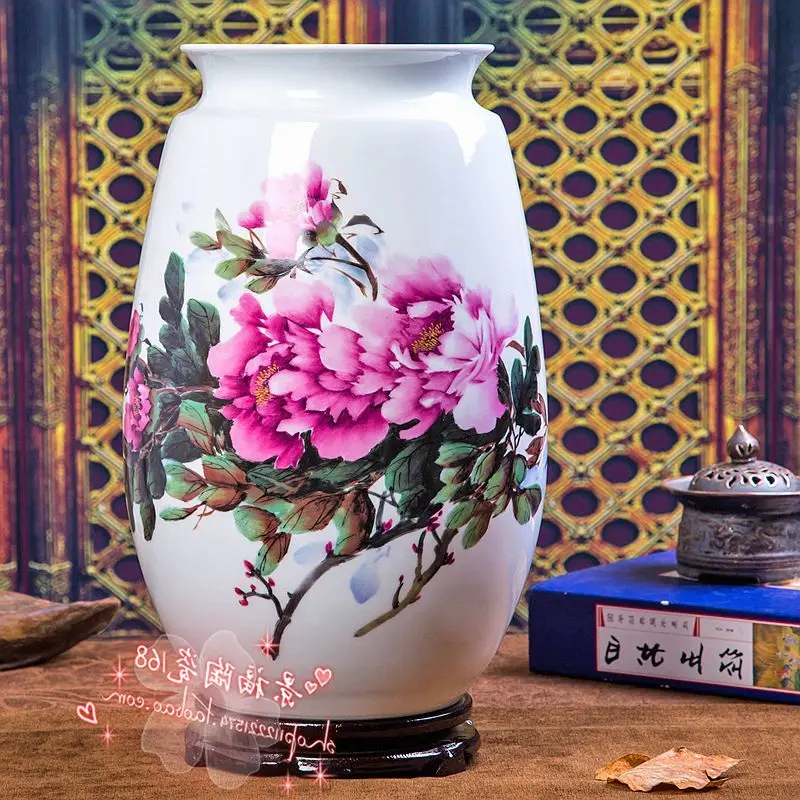 

ceramic Jingdezhen vase peony famille rose porcelain ornaments for wedding gifts Home Furnishing living room