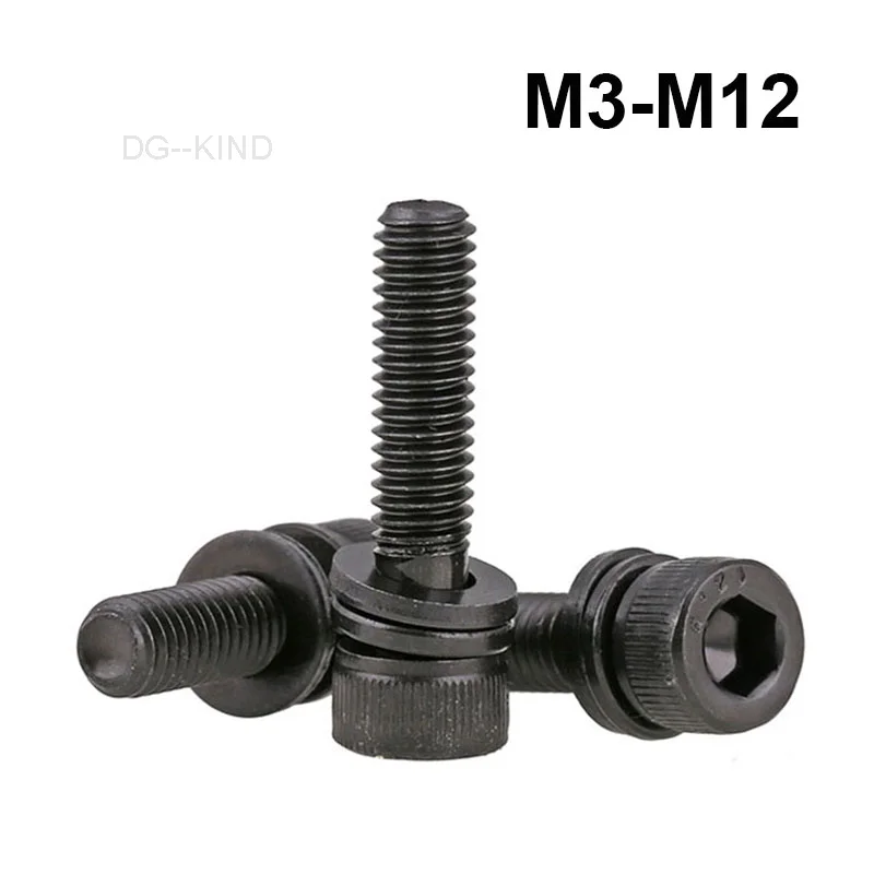 Grade 12.9 Black Cup Enchants Hexagon Socket Head Screws With M3-M12 Washer Screw Combination Thread Diameter Length 6-40mm
Grade 12.9 Black Cup Enchants Hexagon Socket Head Screws With M3-M12 Washer Screw Combination Thread Diameter Length 6-40mm