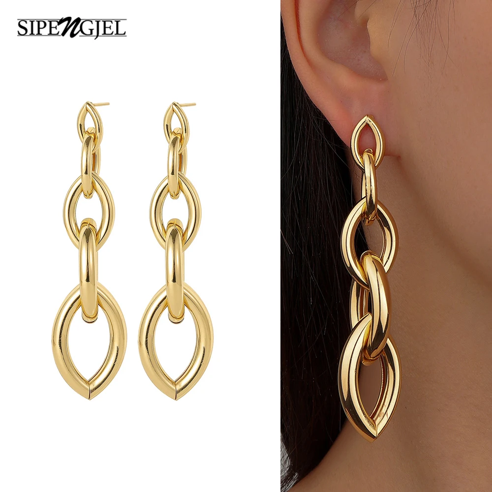 SIPENGJEL Fashion Vintage Metal Chain Drop Earrings Statement Women's Gold Color Punk Earrings for Women Wendding Party Jewelry
SIPENGJEL Fashion Vintage Metal Chain Drop Earrings Statement Women's Gold Color Punk Earrings for Women Wendding Party Jewelry