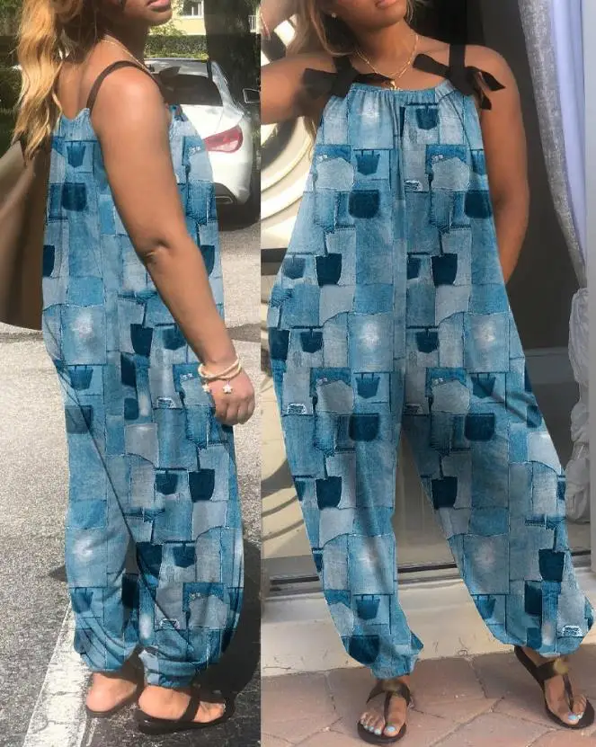 Spring/summer 2023 New Hot Selling Women's Wear Plus Size Denim Print Casual Jumpsuit
Spring/summer 2023 New Hot Selling Women's Wear Plus Size Denim Print Casual Jumpsuit