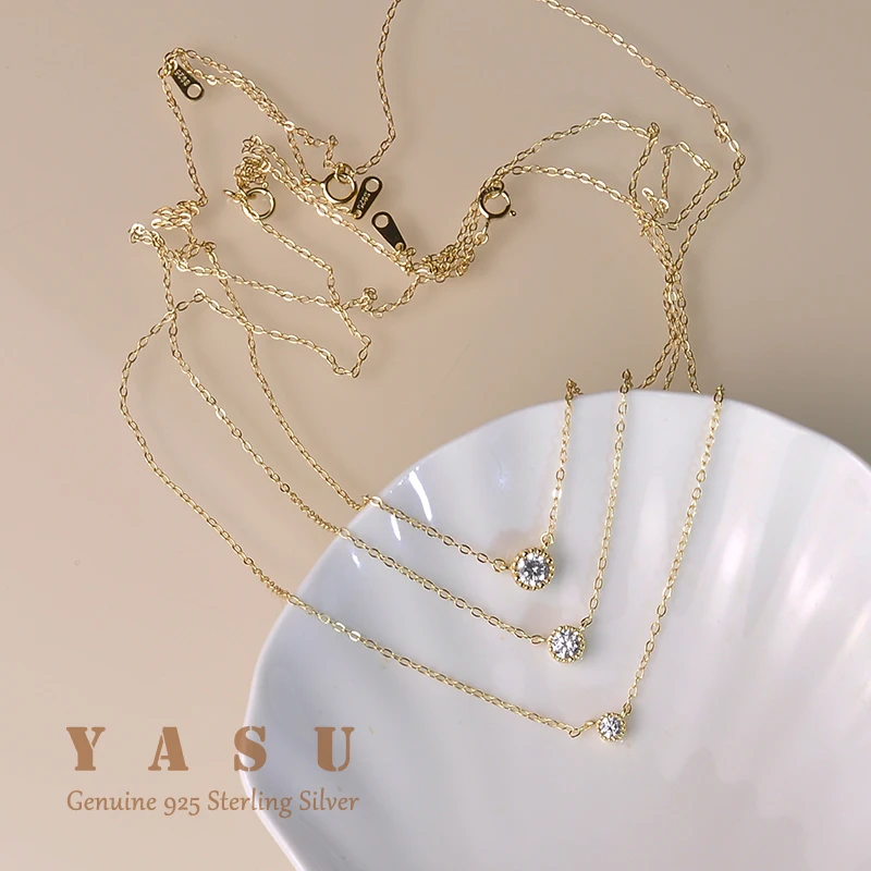 Yasu Free Shipping 925 Sterling Silver French Small Diamond Pendant 18k Gold Plated Necklace Women Shiny Clavicle Chain Jewelry
Yasu Free Shipping 925 Sterling Silver French Small Diamond Pendant 18k Gold Plated Necklace Women Shiny Clavicle Chain Jewelry