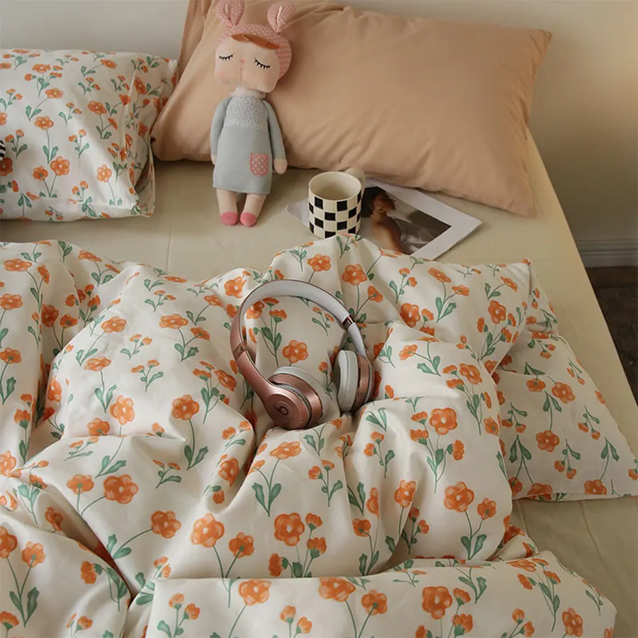 Rustic pastoral orange flower bedding set,romantic cotton twin full queen king home textile flat sheet pillow case duvet cover
Rustic pastoral orange flower bedding set,romantic cotton twin full queen king home textile flat sheet pillow case duvet cover