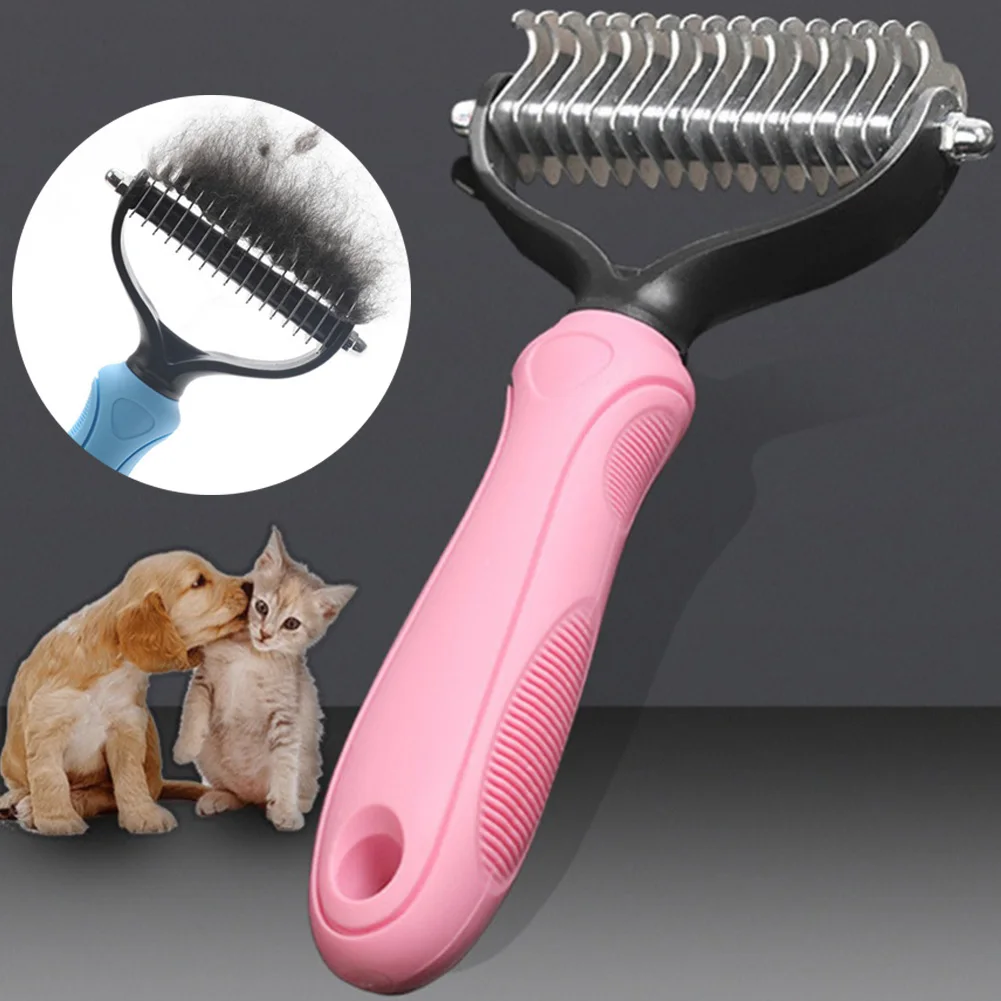 Pets Fur Hair Knot Cutter Brush Double Sided Cat Dog Grooming Shedding Tool Puppy Kitten Hair Removal Metal Blade Rake Comb
Pets Fur Hair Knot Cutter Brush Double Sided Cat Dog Grooming Shedding Tool Puppy Kitten Hair Removal Metal Blade Rake Comb