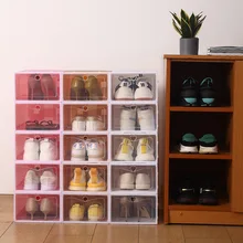 Storage Box Organizer Foldable Dustproof Plastic Storage Boxs Stackable Combined Shoe Cabinet